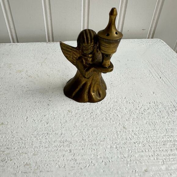 Vintage Other - Vintage Brass Angel Figure Candle Snuffer 3” Tall